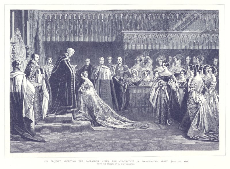 Její Veličenstvo přijímá svátost po korunovaci ve Westminsterském opatství, 28. června 1838 od English School