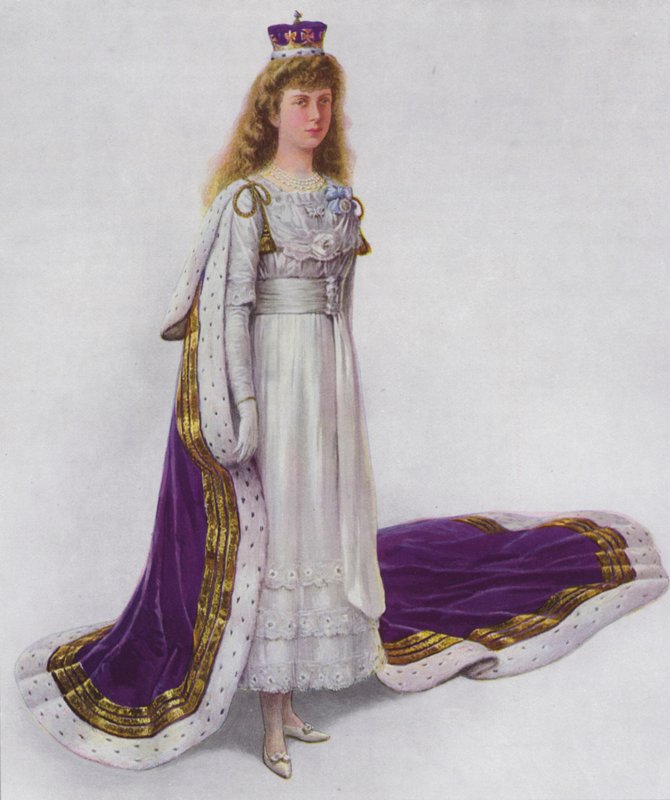 Její královská výsost princezna Mary v korunovačním rouchu od English School