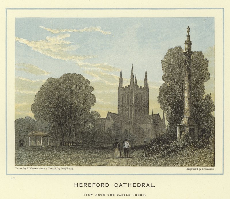 Herefordská katedrála, pohled z Castle Green od English School