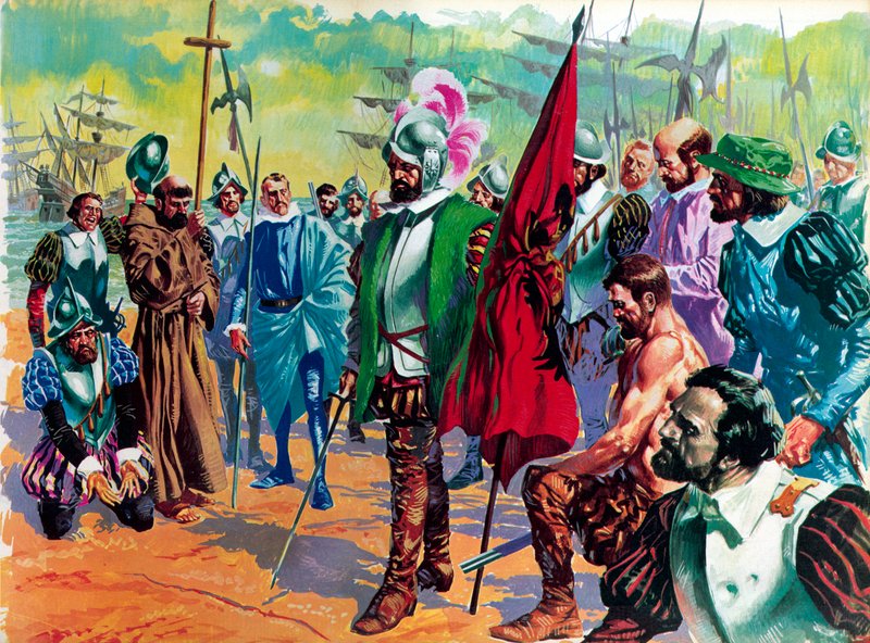 Hernando Cortes přijíždí do Mexika v roce 1519 od English School