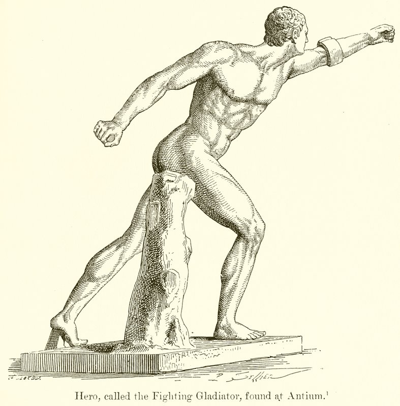 Hrdina, zvaný Fighting Gladiator, nalezený v Antiu od English School