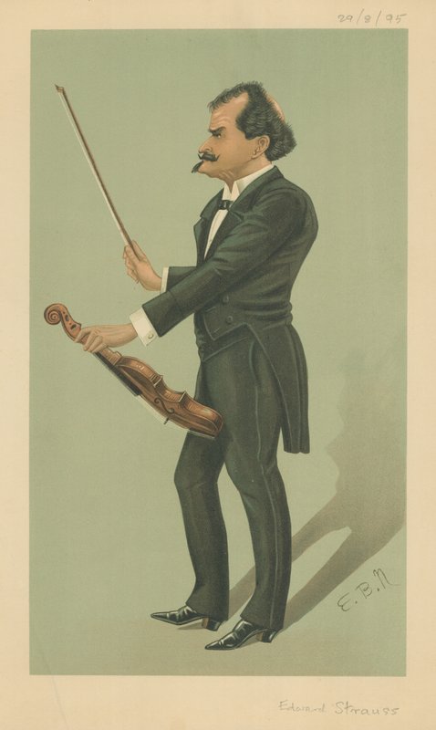 Herr Eduard Strauss, 29. srpna 1895, karikatura Vanity Fair od English School
