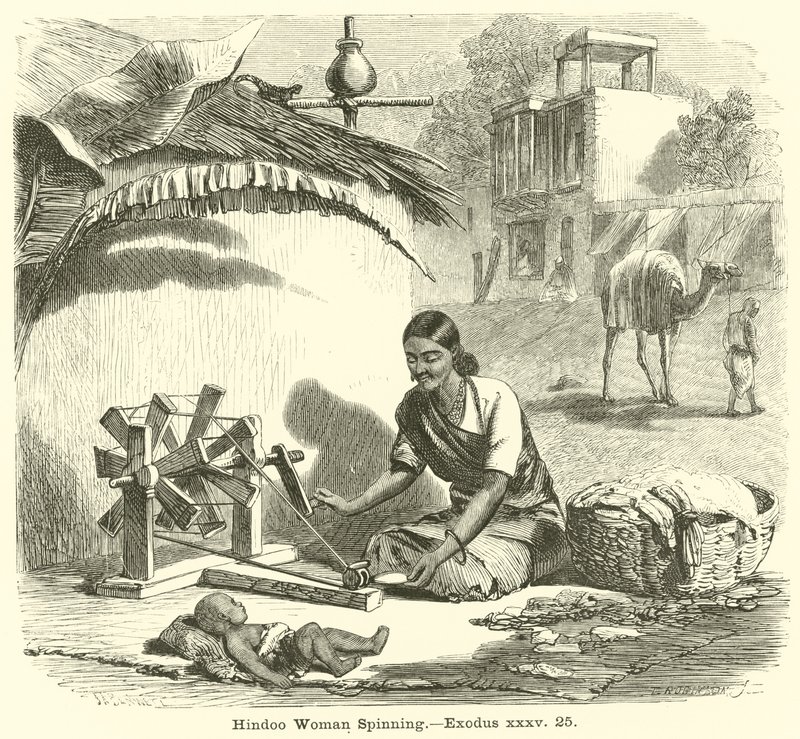 Hindoo Woman Spinning, Exodus, xxxv, 25 od English School