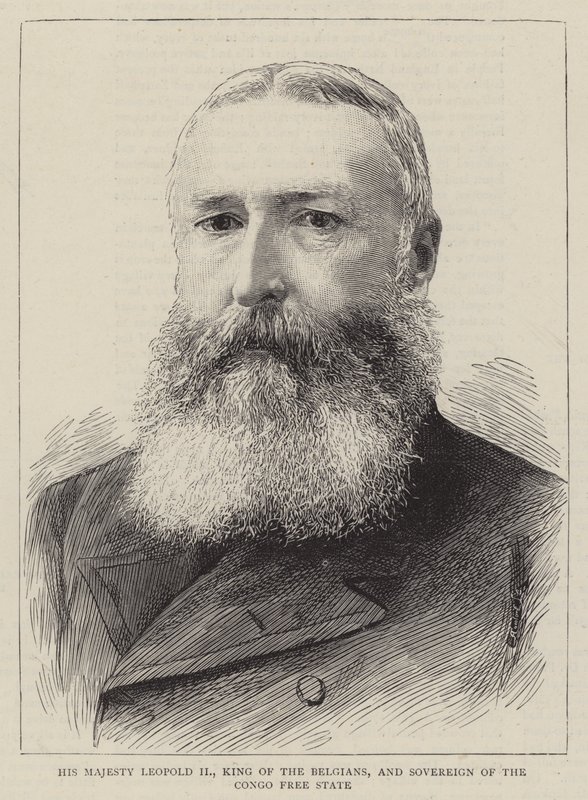 Jeho Veličenstvo Leopold II., král Belgičanů a panovník Svobodného státu Kongo (rytina) od English School