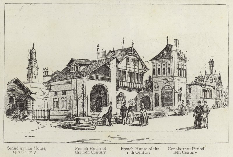 Historie lidských obydlí na pařížské výstavě od English School