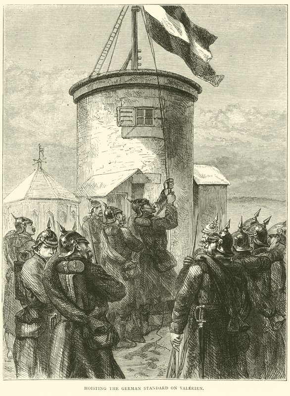Vztyčení německého standardu na Valerien, březen 1871 od English School