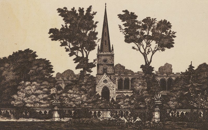Kostel Nejsvětější Trojice, Stratford on Avon (litografie) od English School