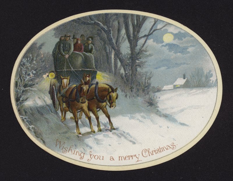 Jízda sněhem taženým koňmi (chromolitho) od English School