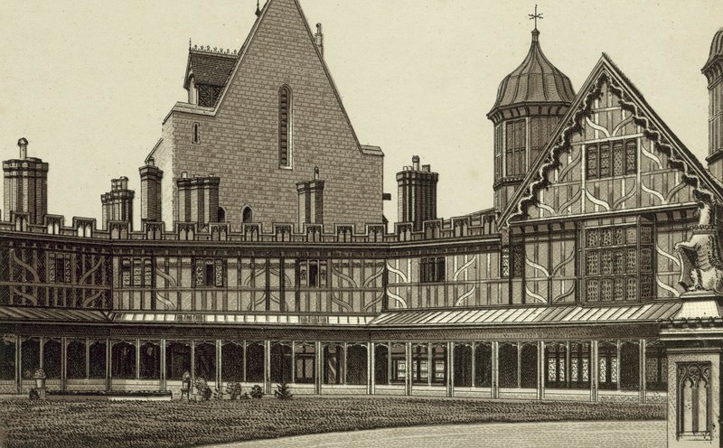 Horseshoe Cloisters, hrad Windsor (litografie) od English School