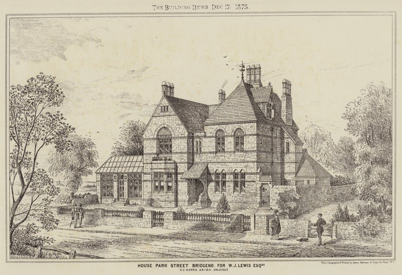 House Park Street Bridgend, pro W J Lewis Esquire (rytina) od English School
