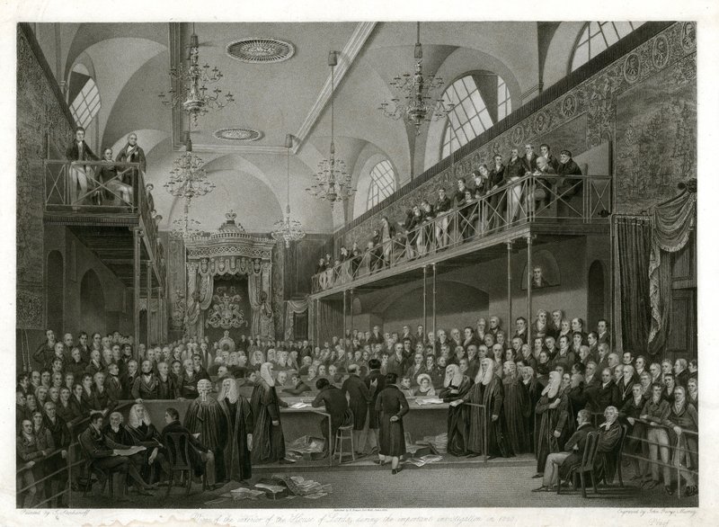 Sněmovna lordů během důležitého vyšetřování v roce 1820 od English School