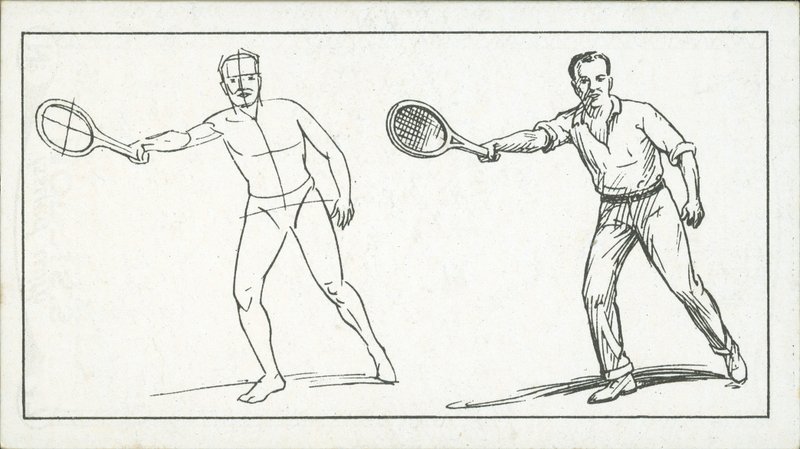Jak skicovat: Postava hrající tenis (litografie) od English School