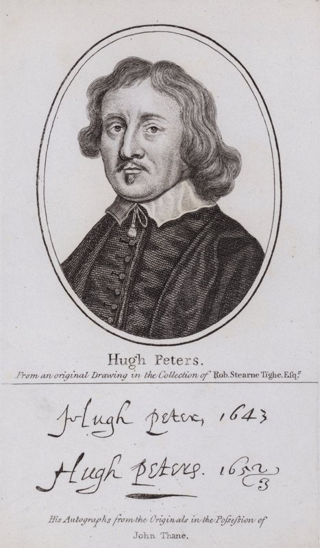 Hugh Peter, anglický puritánský ministr, politik a parlamentní voják v občanské válce (rytina) od English School