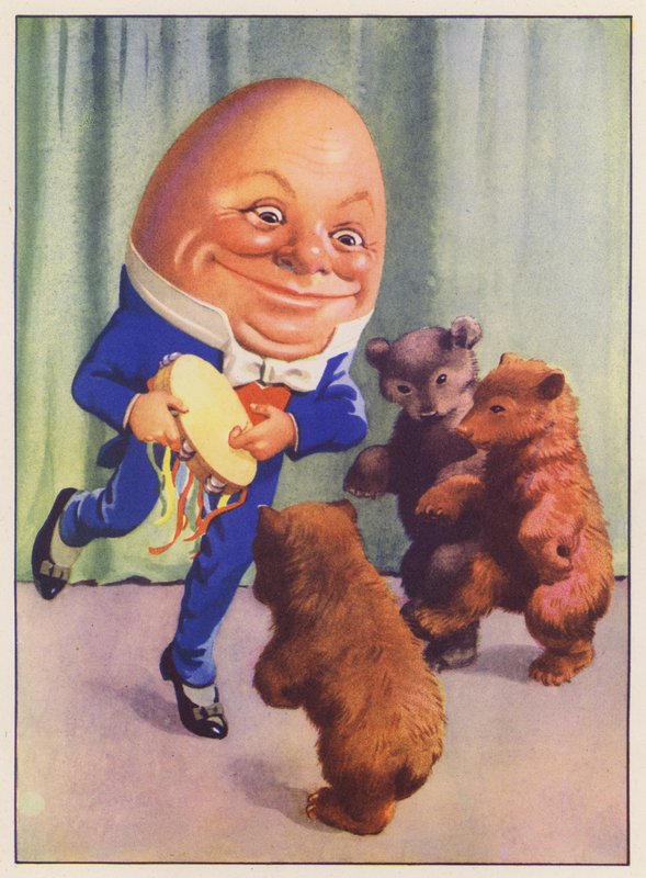 Humpty Dumpty a tři medvědi (barevná litografie) od English School