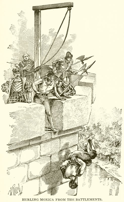 Vrhání Moxica z cimbuří od English School