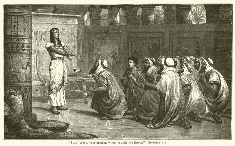 "Jsem Josef, tvůj bratr, kterého jste prodali do Egypta", Genesis, xlv, 4 (rytina) od English School