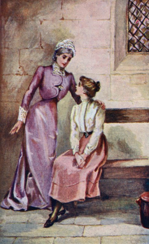 Ilustrace pro A World of Girls od L T Meade (barevné lito) od English School