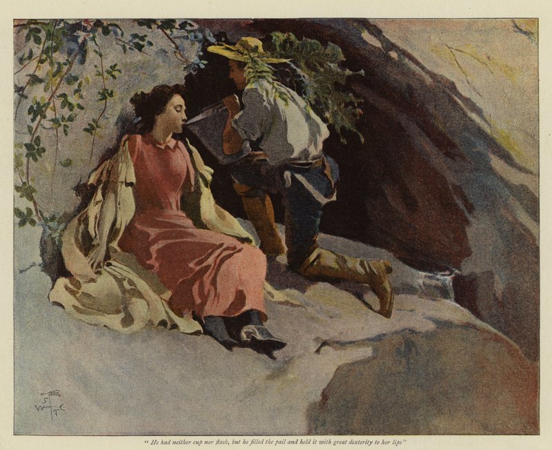 Ilustrace k knize Jack and Jill of the Sierras, Bret Harte (barevná litografie) od English School