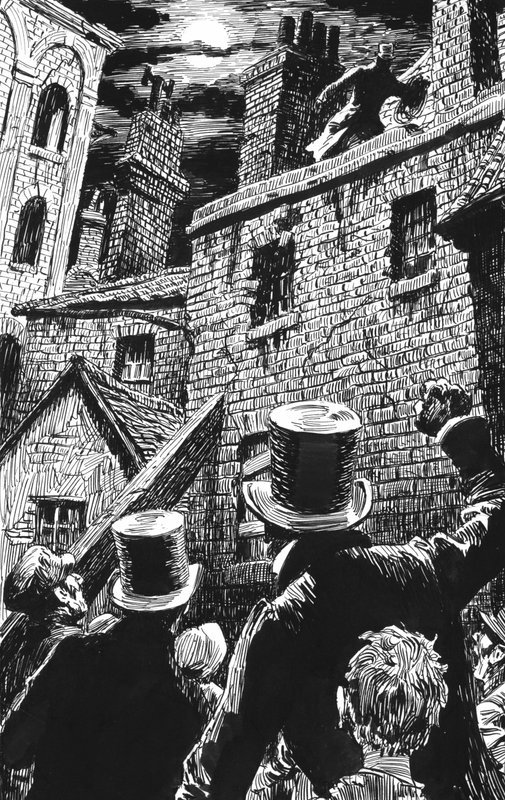 Ilustrace pro Oliver Twist od Charlese Dickense (pero a inkoust) od English School