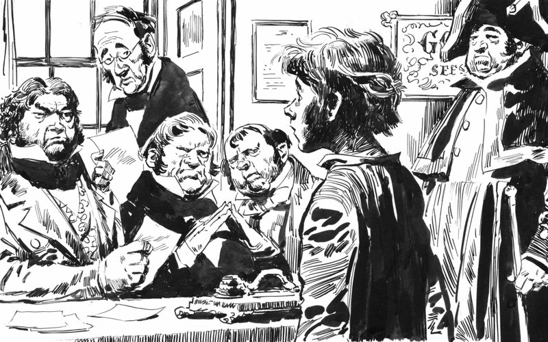 Ilustrace pro Oliver Twist od Charlese Dickense (pero a inkoust) od English School