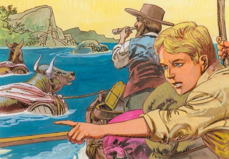 Ilustrace pro švýcarskou rodinu Robinsonů od English School