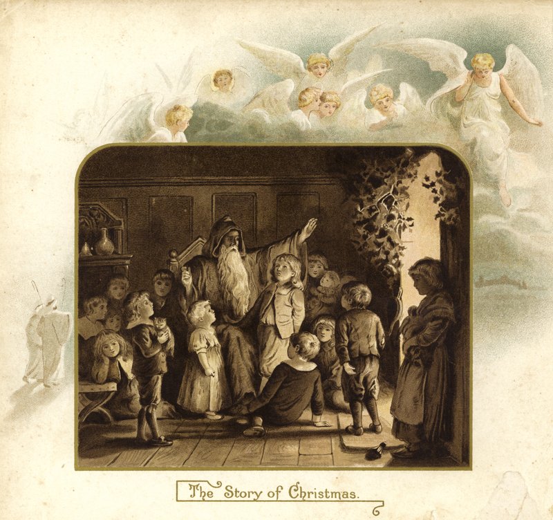 Ilustrace k filmu The Coming Of Father Christmas (barevná litografie) od English School