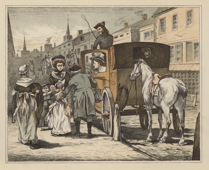 Ilustrace k filmu The Divverting History of John Gilpin od Williama Cowpera (barevné lito) od English School