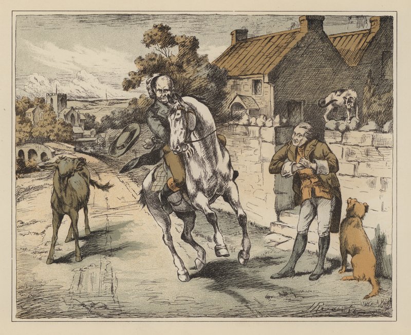 Ilustrace k knize The Diverting History of John Gilpin od Williama Cowpera (barevná litografie) od English School