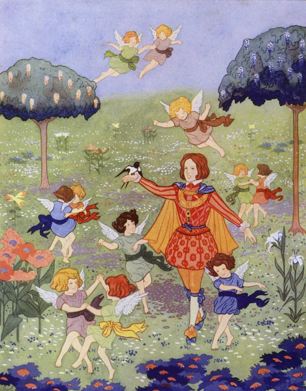 Ilustrace k filmu Šťastný princ od Oscara Wilda (barevné lito) od English School