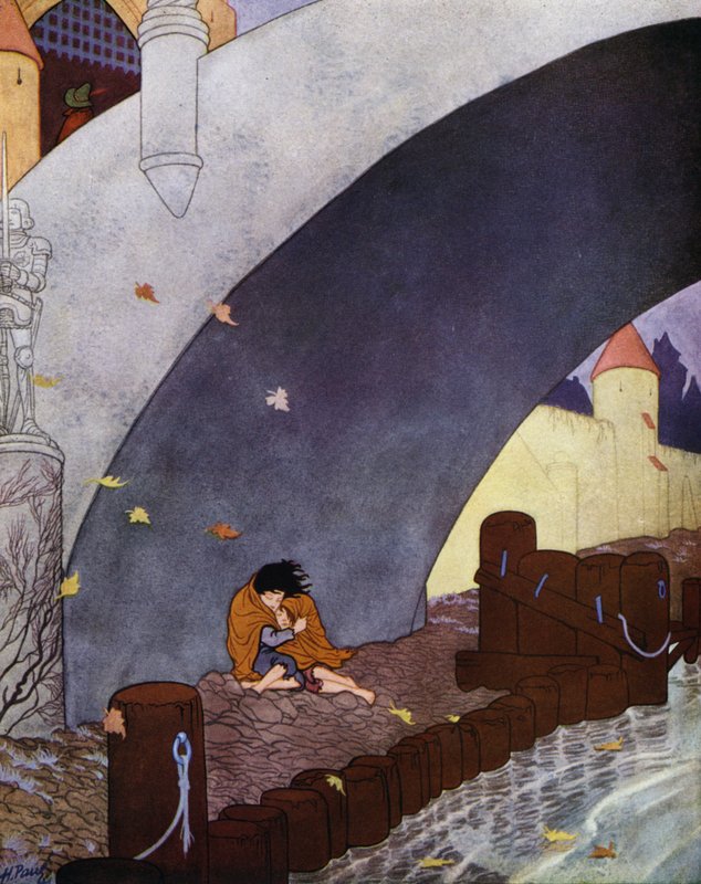 Ilustrace k Šťastnému princi od Oscara Wildea (barevná litografie) od English School