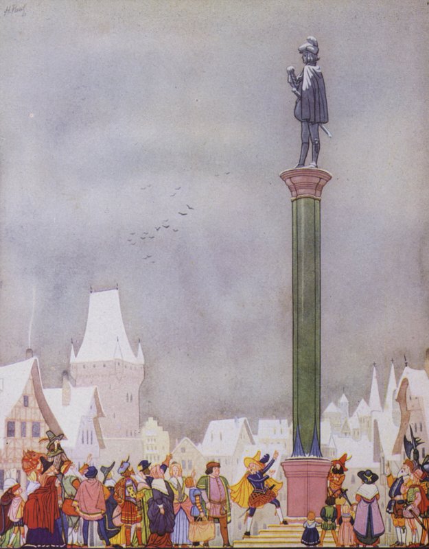 Ilustrace k Šťastnému princi od Oscara Wildea (barevná litografie) od English School