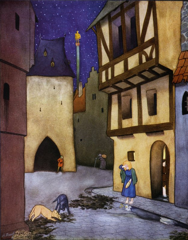 Ilustrace k Šťastnému princi od Oscara Wildea (barevná litografie) od English School