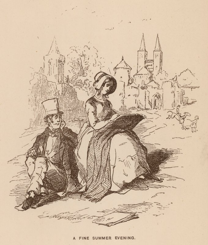 Ilustrace pro Vanity Fair od Thackeray (litho) od English School