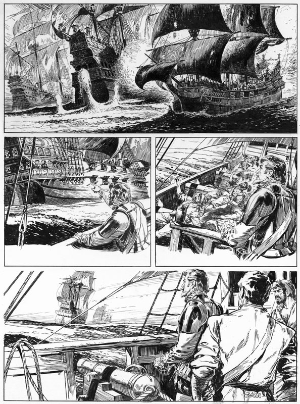 Ilustrace pro Westward Ho! Charles Kingsley (pero a inkoust) od English School