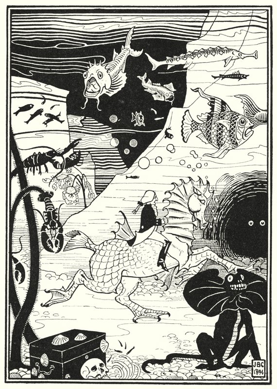 Ilustrace pro Dobrodružství barona Munchausena (rytina) od English School