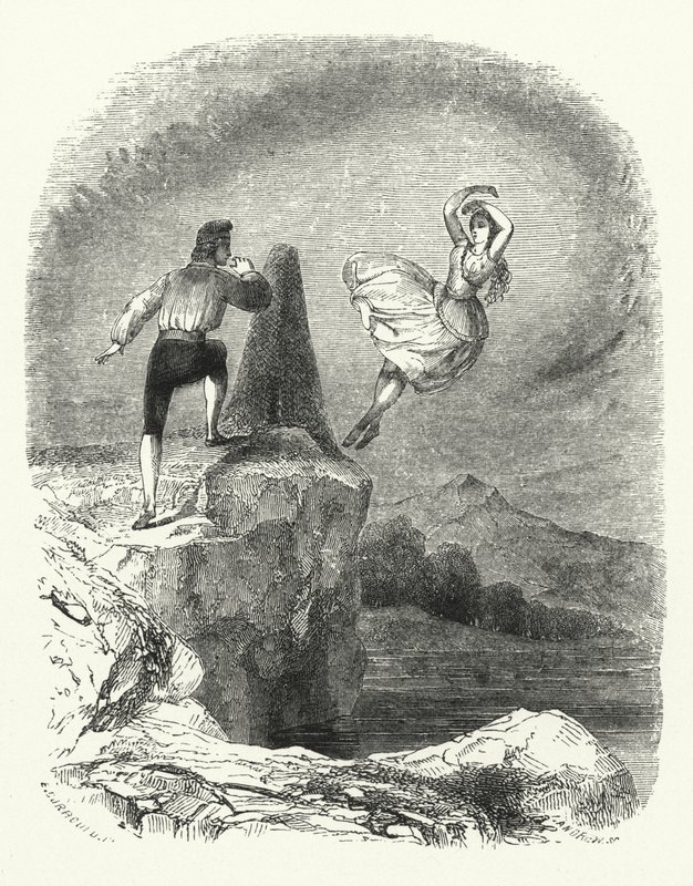 Ilustrace pro balet, Ondine nebo The Naiad (rytina) od English School
