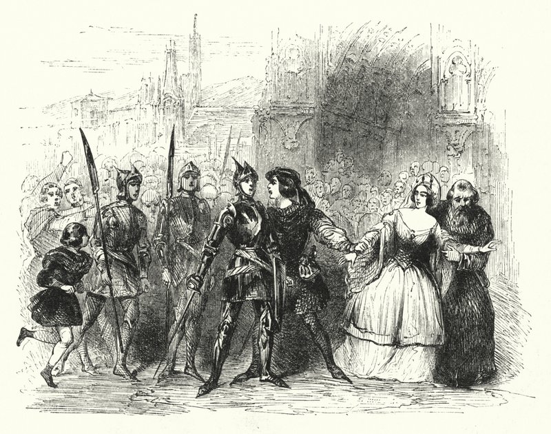 Ilustrace k opeře La Juive od Fromentala Halevyho (rytina) od English School