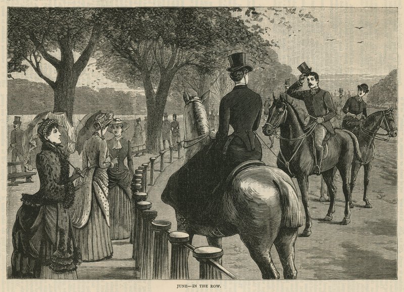 V řadě; Rotten Row, Hyde Park, Londýn od English School