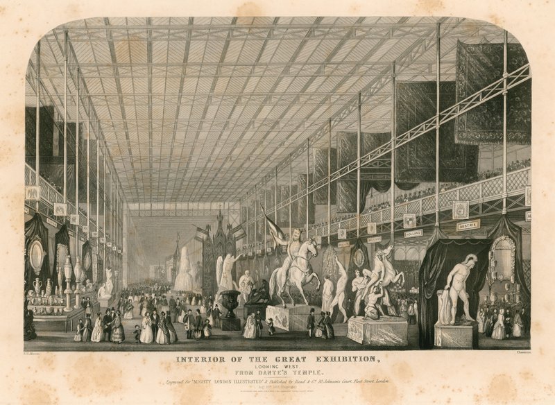 Interiér při pohledu na západ od Dantesova chrámu, Velká výstava, 1851 od English School