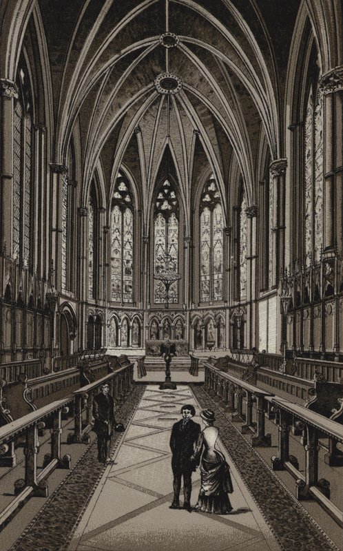 Interiér Exeter College Chapel, Oxford (litho) od English School