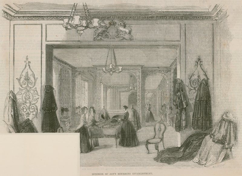 Interiér Jays Mourning Establishment, Regent Street, Londýn od English School