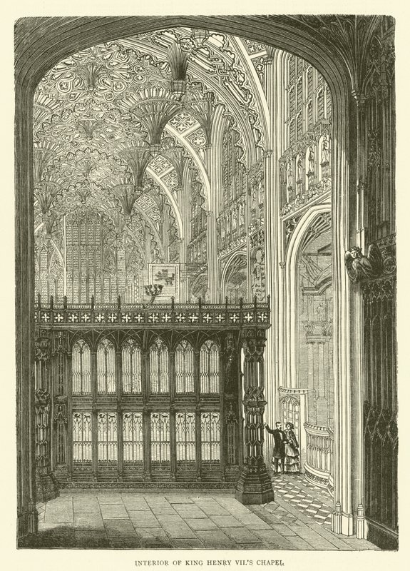 Interiér kaple krále Jindřicha VII. (rytina) od English School