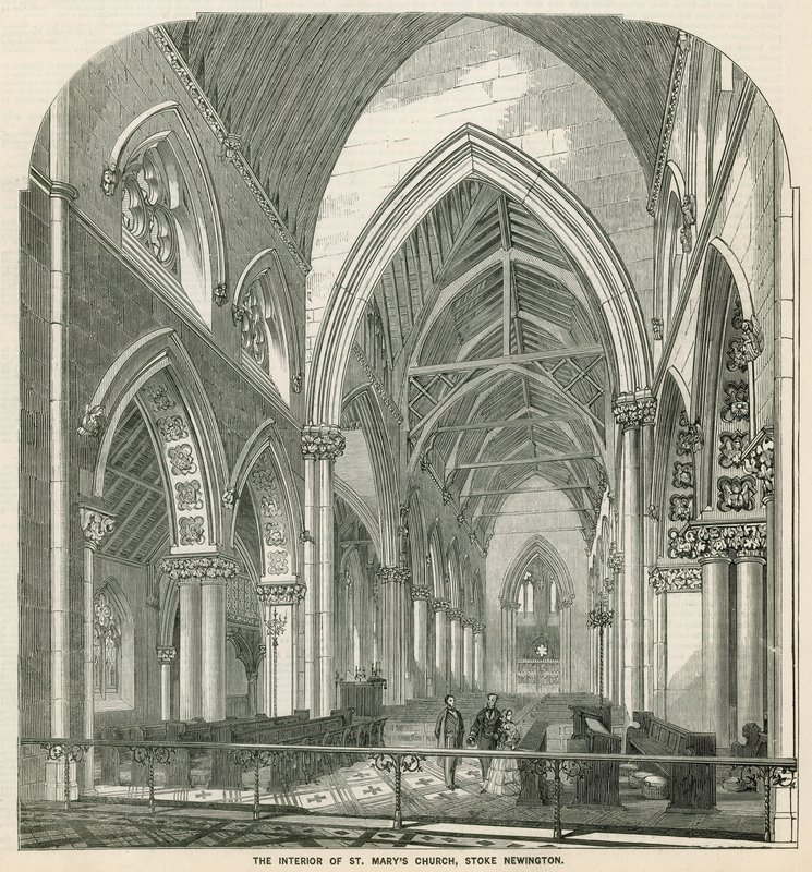 Interiér kostela St Marys ve Stoke Newington od English School