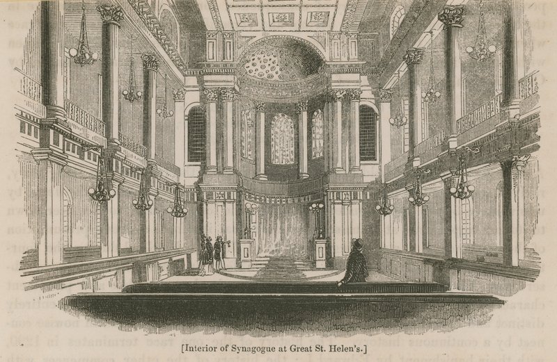 Interiér synagogy v Great St Helens, Londýn od English School