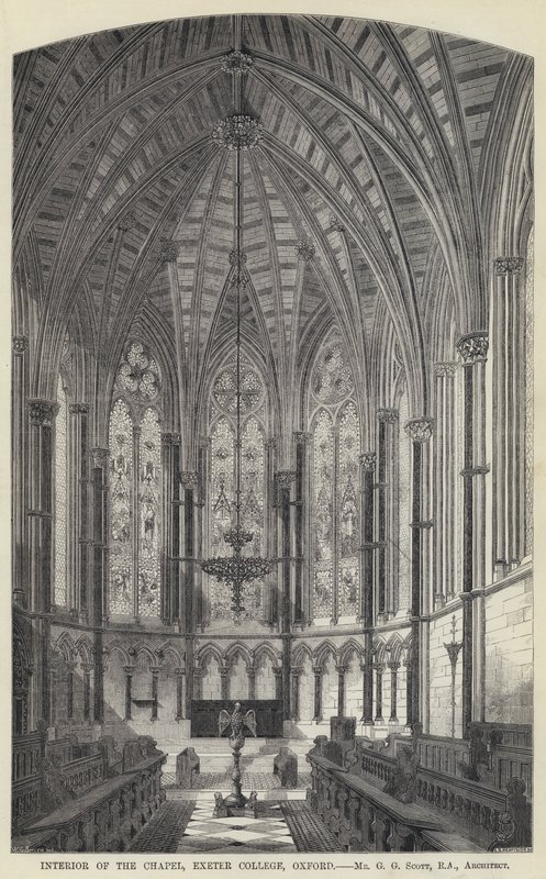 Interiér kaple, Exeter College, Oxford (rytina) od English School