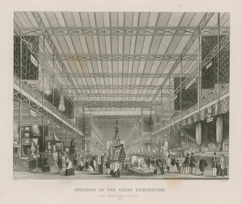 Interiér Velké výstavy, 1851, Cejlon, Malta a kanadské departmenty od English School
