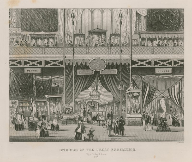 Interiér Velké výstavy, 1851, Egypt, Turecko a Řecko od English School