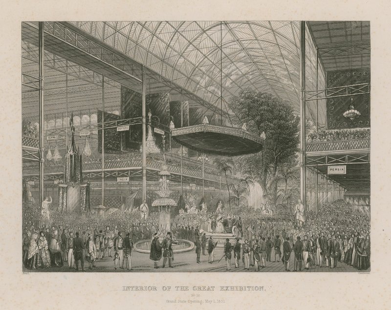 Interiér Velké výstavy, Grand State Opening, 1. května 1851 od English School