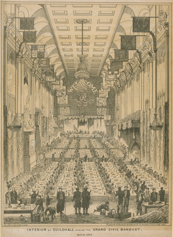 Interiér Guildhall během velké občanské hostiny, 9. listopadu 1837 od English School