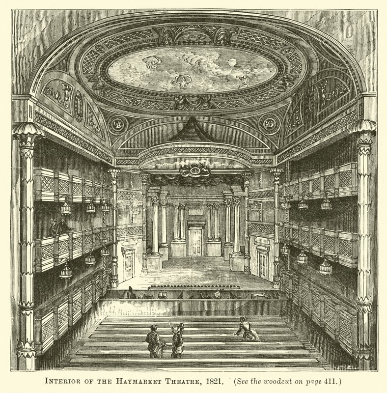Interiér divadla Haymarket, 1821 od English School